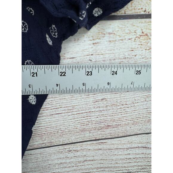 Ett:Twa Anthropologie Button Up Romper Women's Large Navy Blue Sanddollar Print - Picture 8 of 10